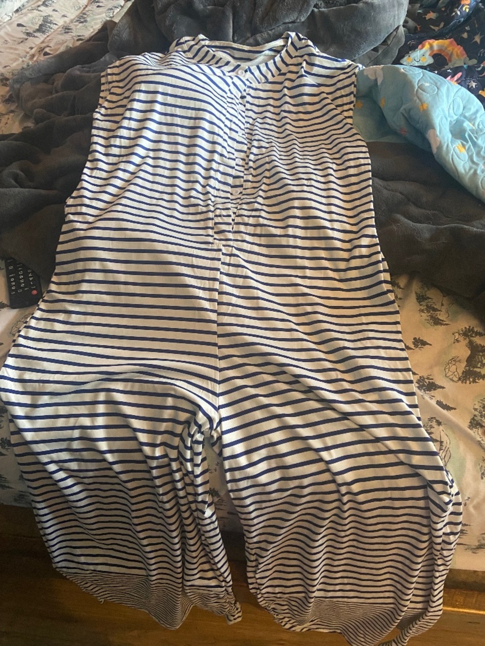 Blue and White Jumpsuit Romper